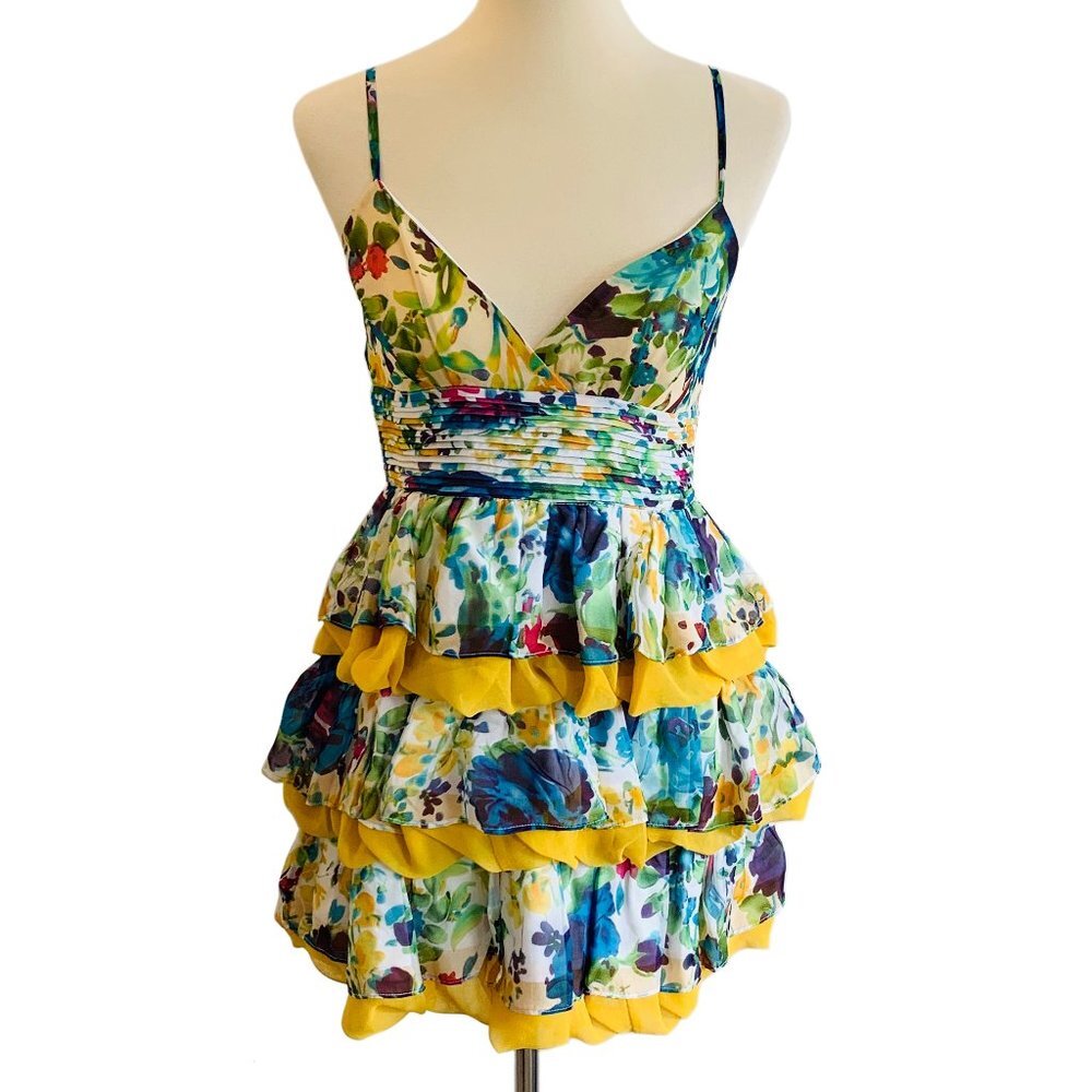 NWT Minuet Petite Sweetheart Tiered Floral Dress